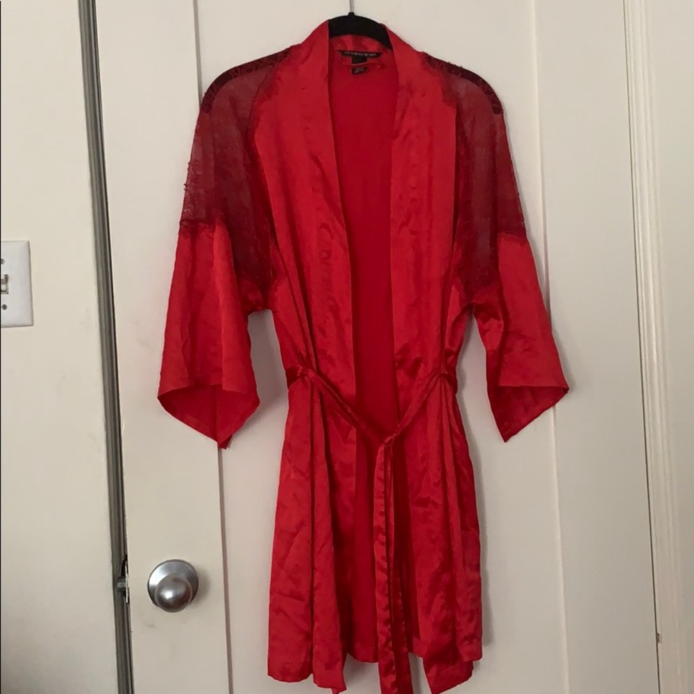 Victoria’s Secret Red Satin Lace Robe